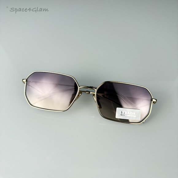 Prada Women Sunglasses Gold Gradient Blue Mirror Geometric PRA51S ZVN30C NEW main image 8